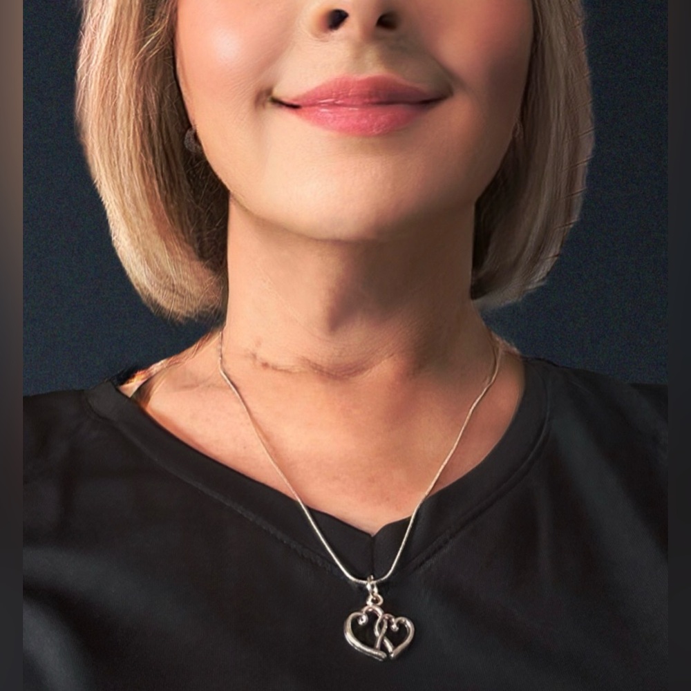 Elegant Silver Double Heart Pendant Silver Plated Necklace